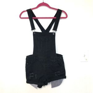 WAX JEANS Women's Short Jean Overalls Size Medium Black